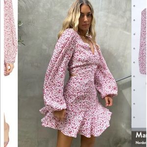 AFRM Cutout long sleeve floral dress